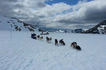 Older adult surrounded by children and grandchildren overlooking Alaska's majestic mountains and pristine waters